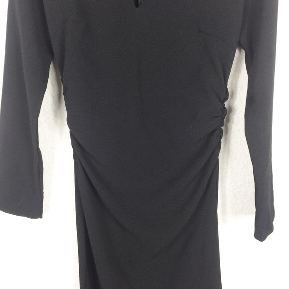 NWT Zara Ruched Waist Midi Dress Small Black Long Sleeves 2298/217 Minimalist - Picture 9 of 13